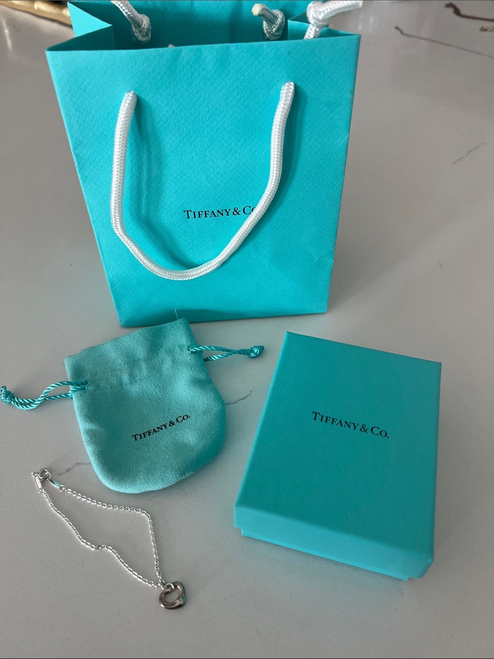 Tiffany & Co. Signature Blue Jewelry Set with Silver Bracelet